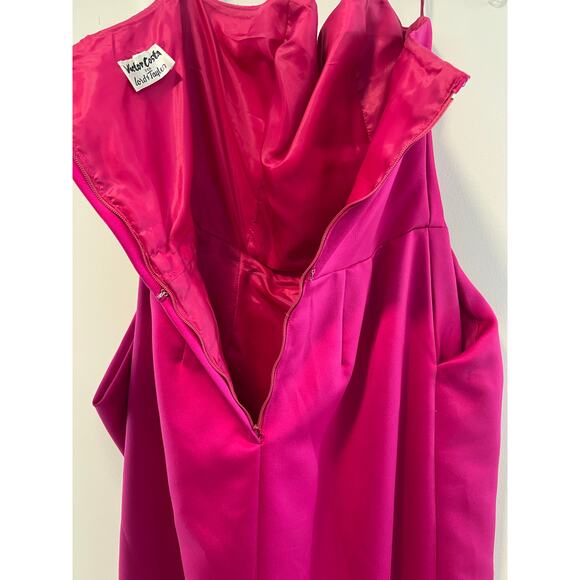 Victor Costa Hot Pink Strapless Satin Evening Gown & Matching Overcoat 12 SG - Picture 6 of 15